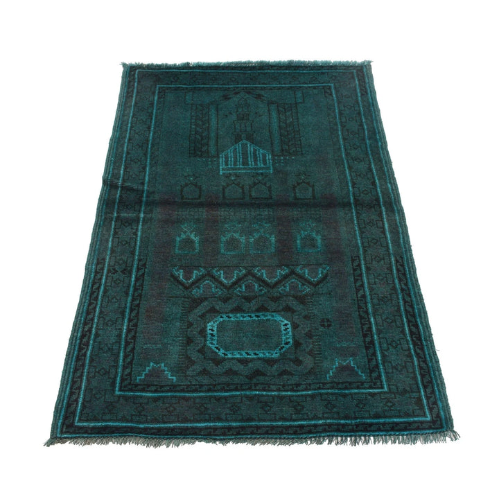 Green Pakistani Overdye Rug 3' 1" x 4' 8" Hand-Knotted | No. AL22148