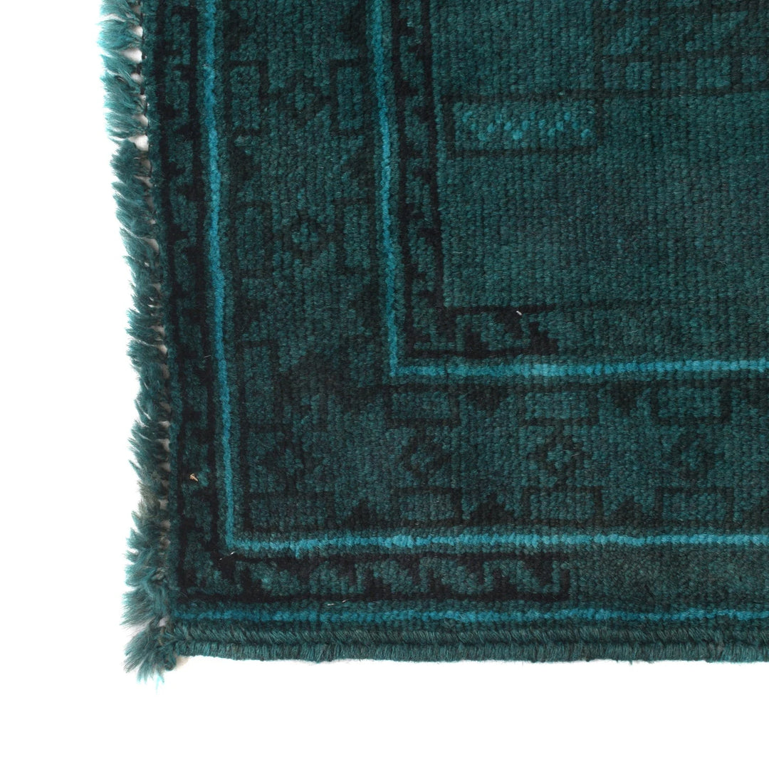 Green Pakistani Overdye Rug 3' 1" x 4' 8" Hand-Knotted | No. AL22148