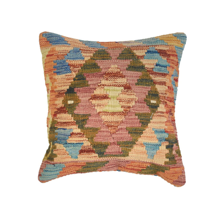 Afghan Kilim Cushion 1' 5" x 1' 5" Flat-Weave | No. AL22157