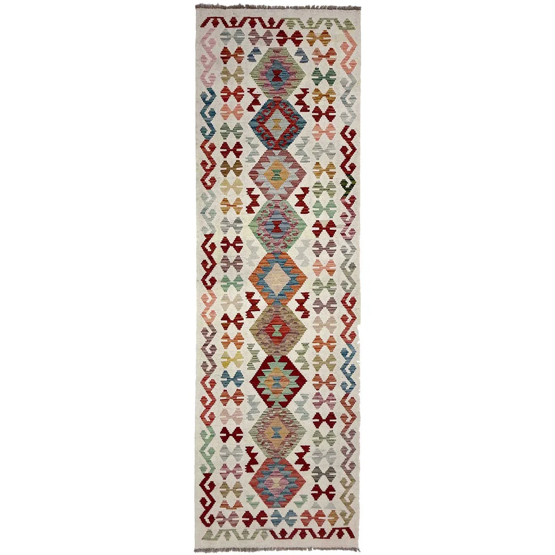 Afghan Vegetable Kilim Rug 2' 9" x 9' 7" Flat-Weave | No. AL221745
