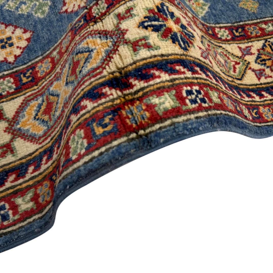 Blue Afghan Kazak Rug 3' 3" x 4' 11" Hand-Knotted | No. AL222995