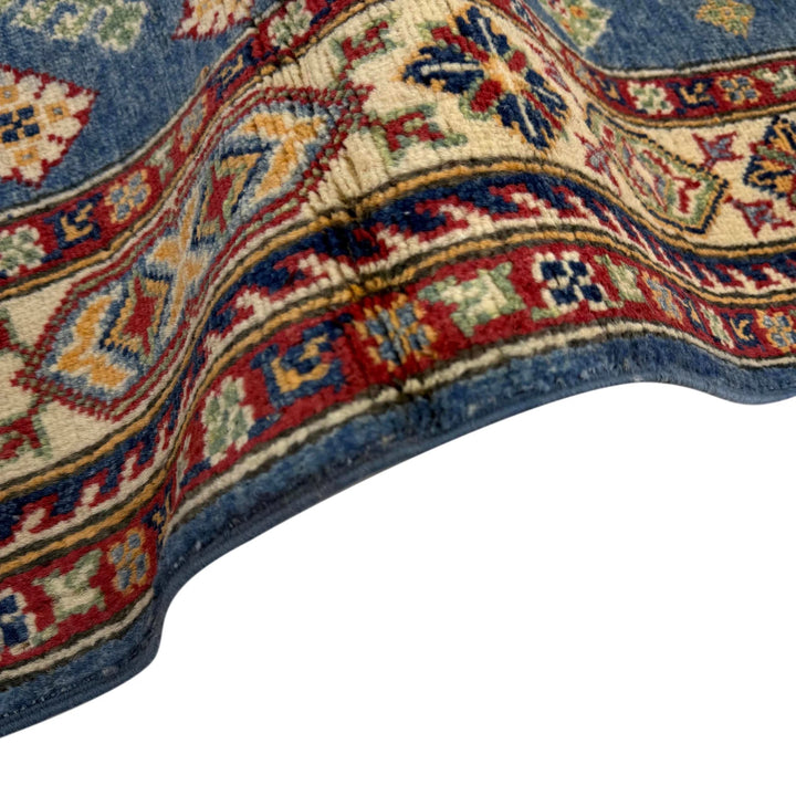 Blue Afghan Kazak Rug 3' 3" x 4' 11" Hand-Knotted | No. AL222995