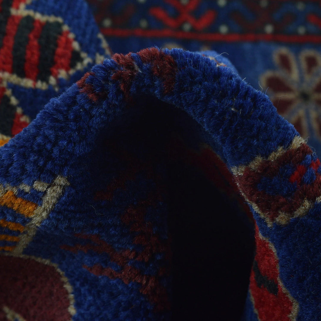 Blue Afghan Baluchi Rug 2' 10" x 3' 8" Hand-Knotted | No. AL22378