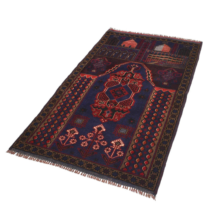 Afghan Prayer Rug 2' 9" x 4' 8" Hand-Knotted | No. AL22496