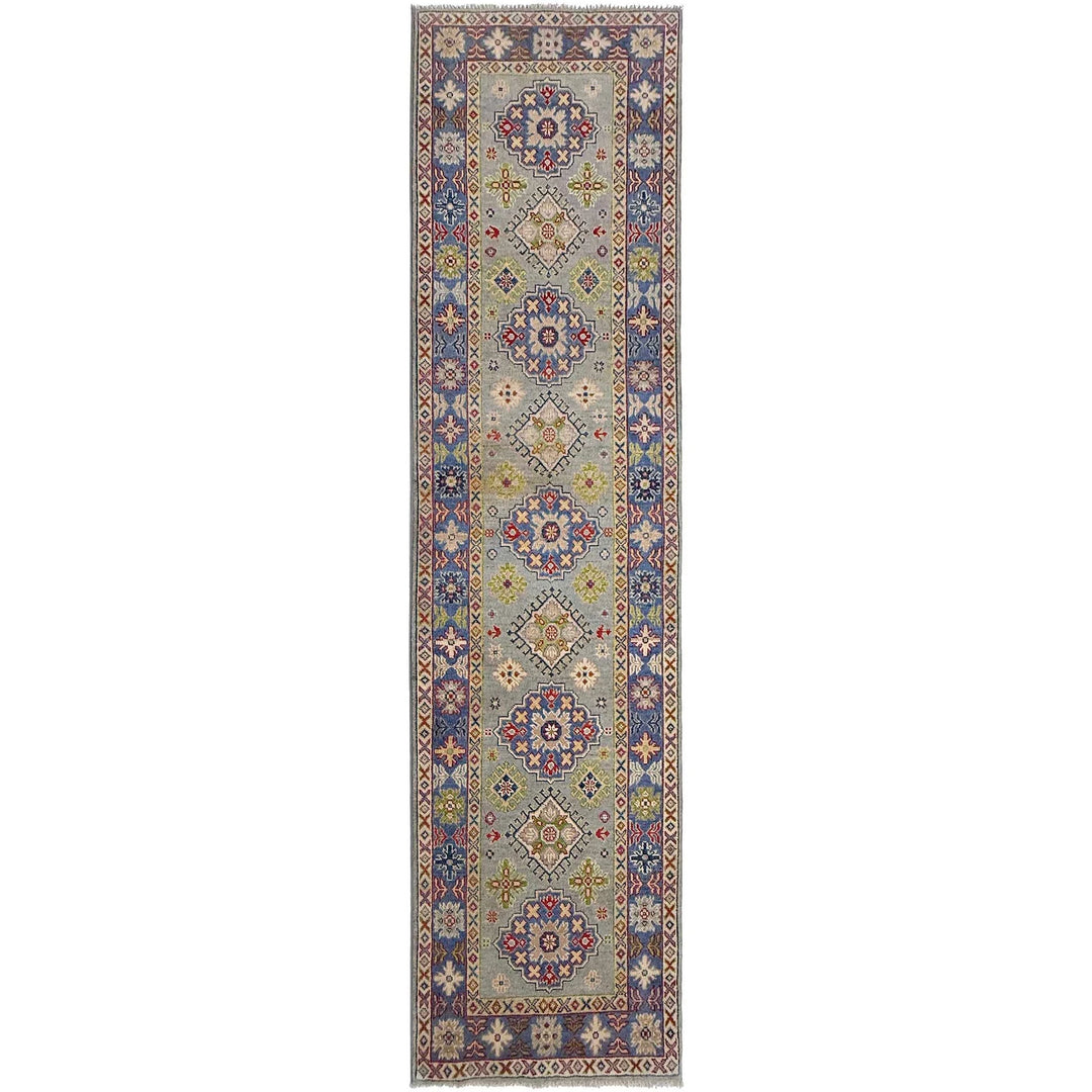 Gray Afghan Kazak Rug 2' 7" x 9' 8" Hand-Knotted | No. AL22505