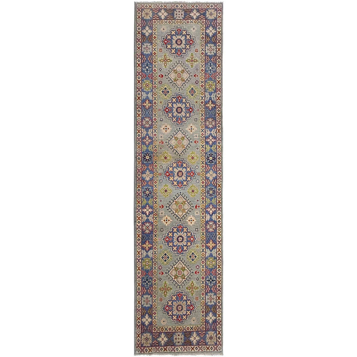 Gray Afghan Kazak Rug 2' 7" x 9' 8" Hand-Knotted | No. AL22505