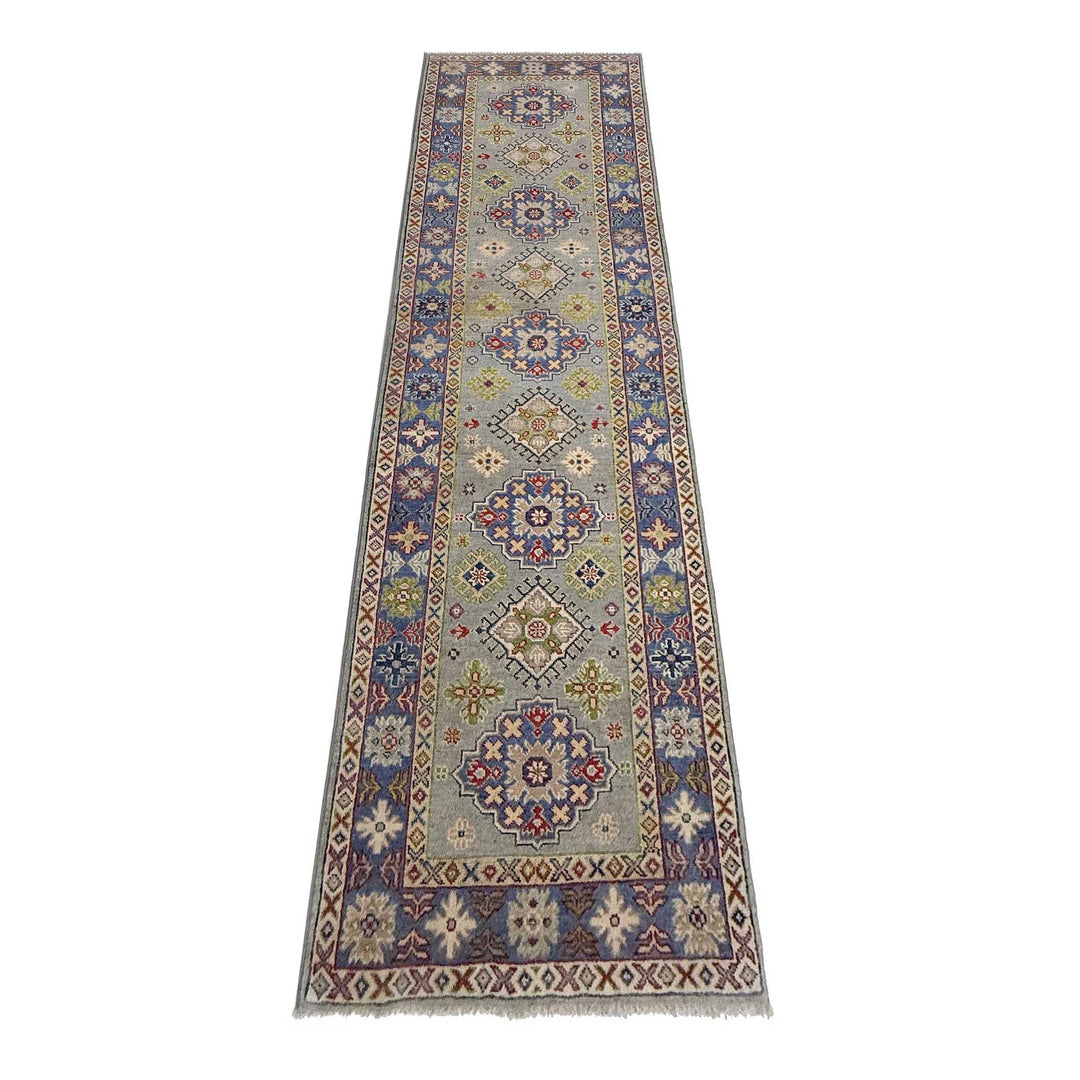 Gray Afghan Kazak Rug 2' 7" x 9' 8" Hand-Knotted | No. AL22505