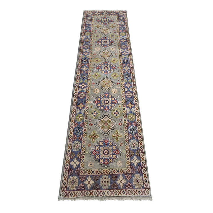 Gray Afghan Kazak Rug 2' 7" x 9' 8" Hand-Knotted | No. AL22505