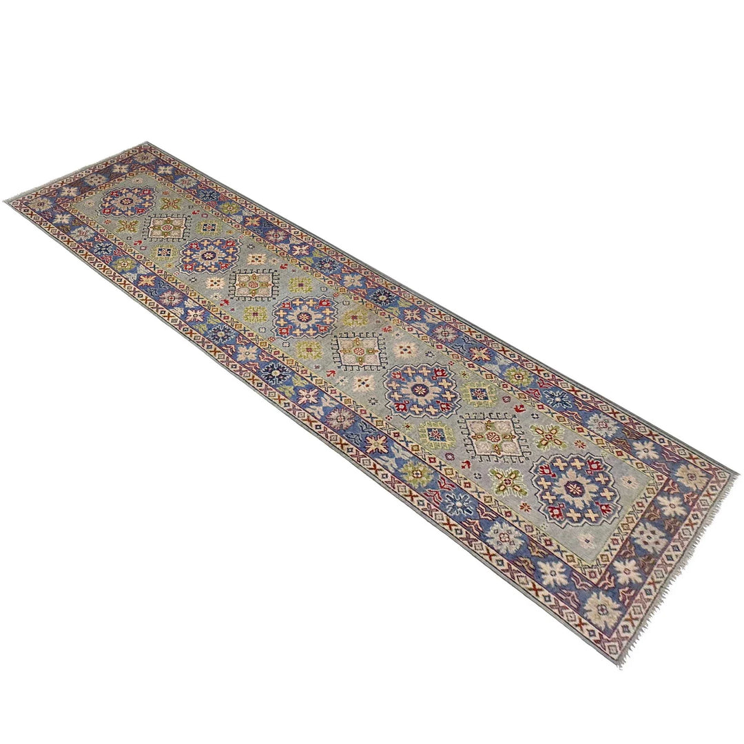 Gray Afghan Kazak Rug 2' 7" x 9' 8" Hand-Knotted | No. AL22505