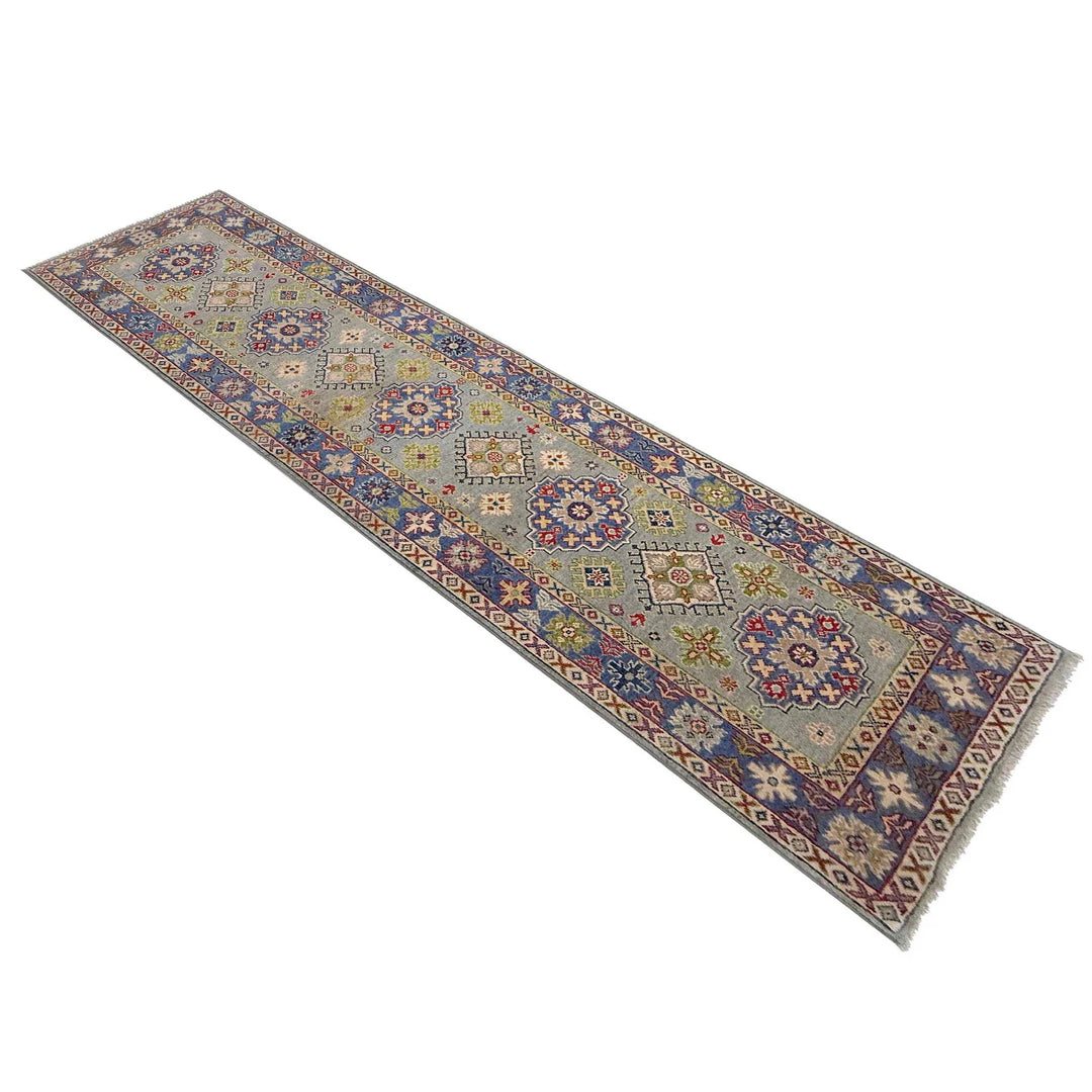 Gray Afghan Kazak Rug 2' 7" x 9' 8" Hand-Knotted | No. AL22505