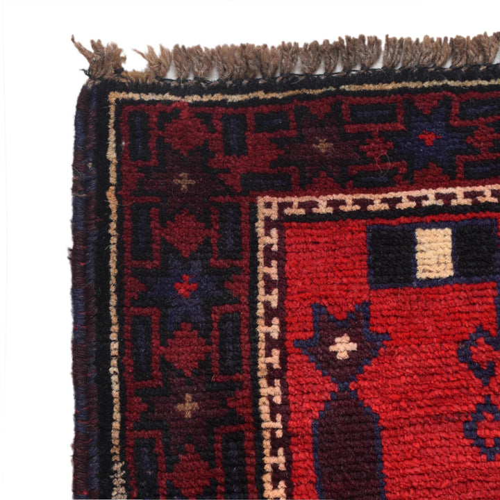 Red Afghan Prayer Rug 2' 11" x 4' 9" Hand-Knotted | No. AL22559