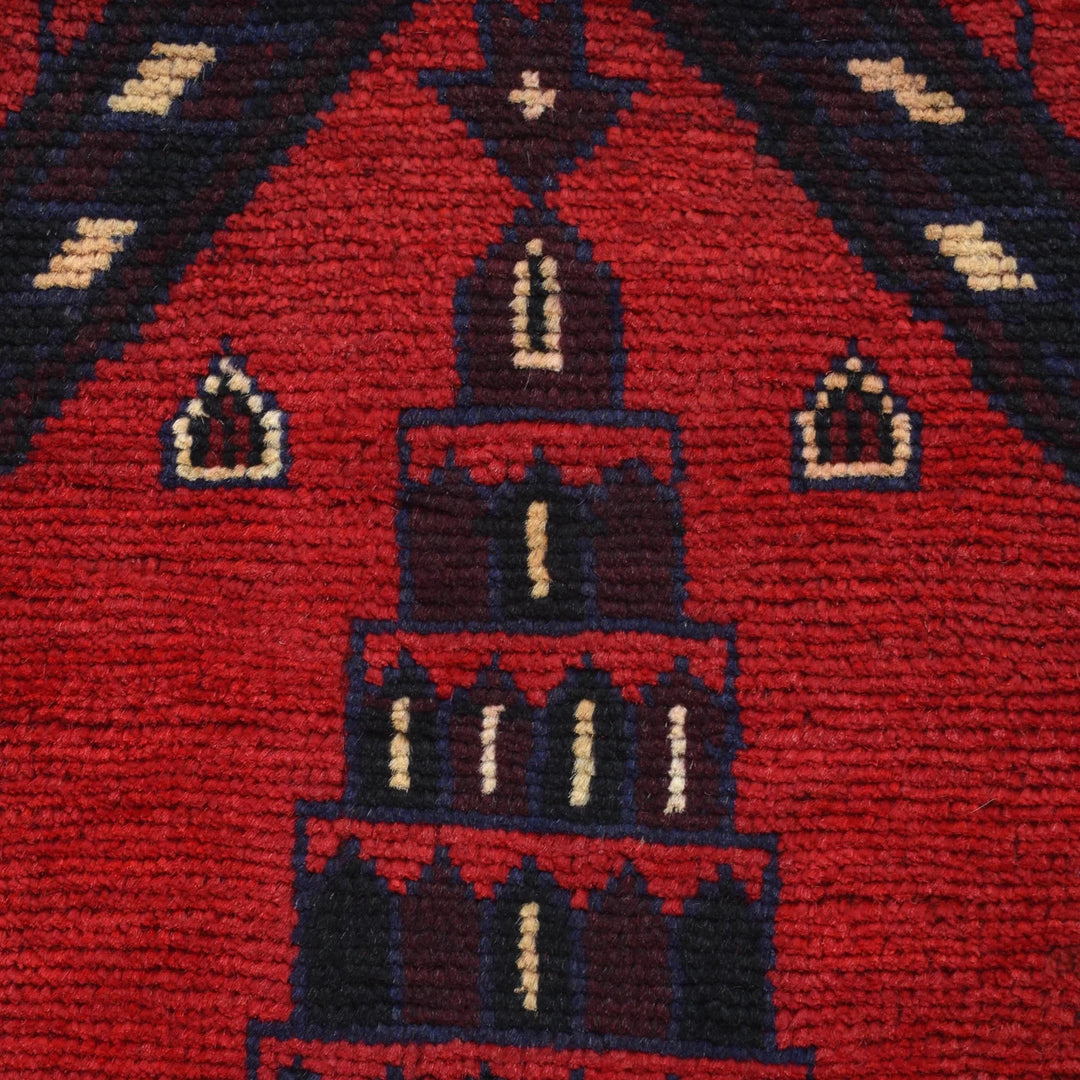 Red Afghan Prayer Rug 2' 11" x 4' 9" Hand-Knotted | No. AL22559