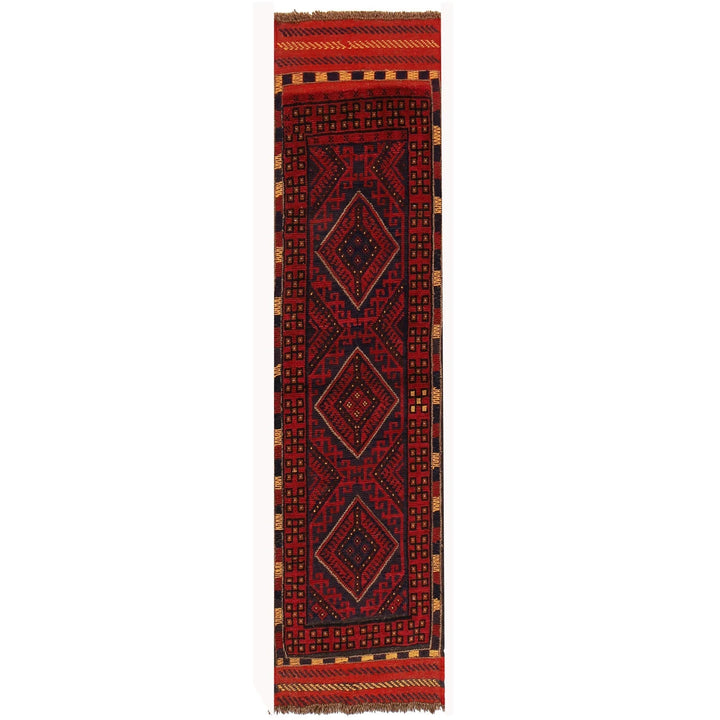 Red Afghan Mashwani Rug 2' 0" x 7' 5" Hand-Knotted | No. AL22561