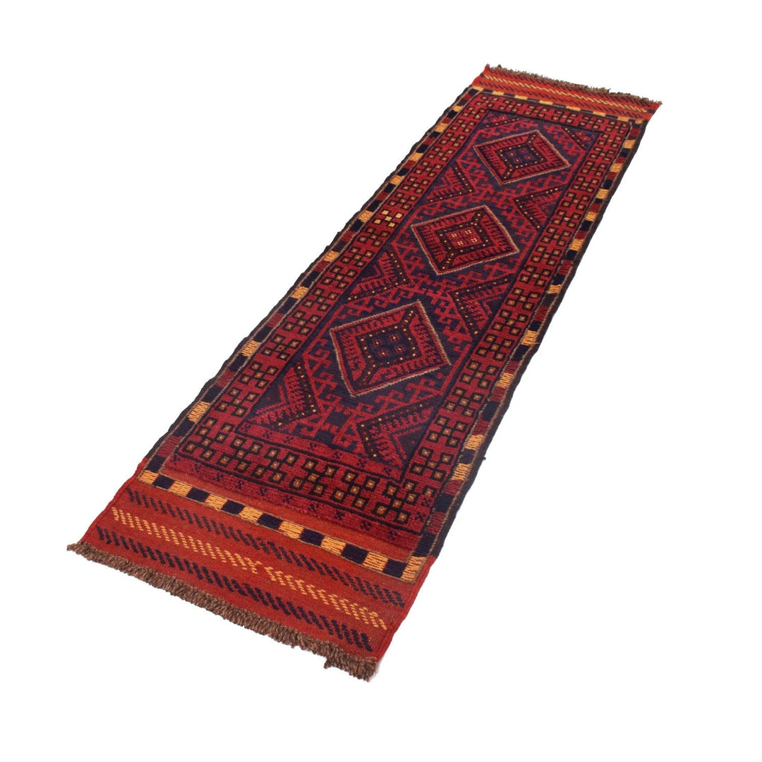Red Afghan Mashwani Rug 2' 0" x 7' 5" Hand-Knotted | No. AL22561