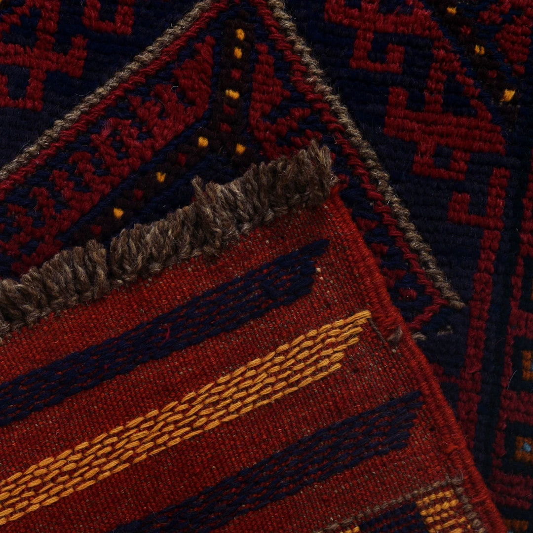 Red Afghan Mashwani Rug 2' 0" x 7' 5" Hand-Knotted | No. AL22561