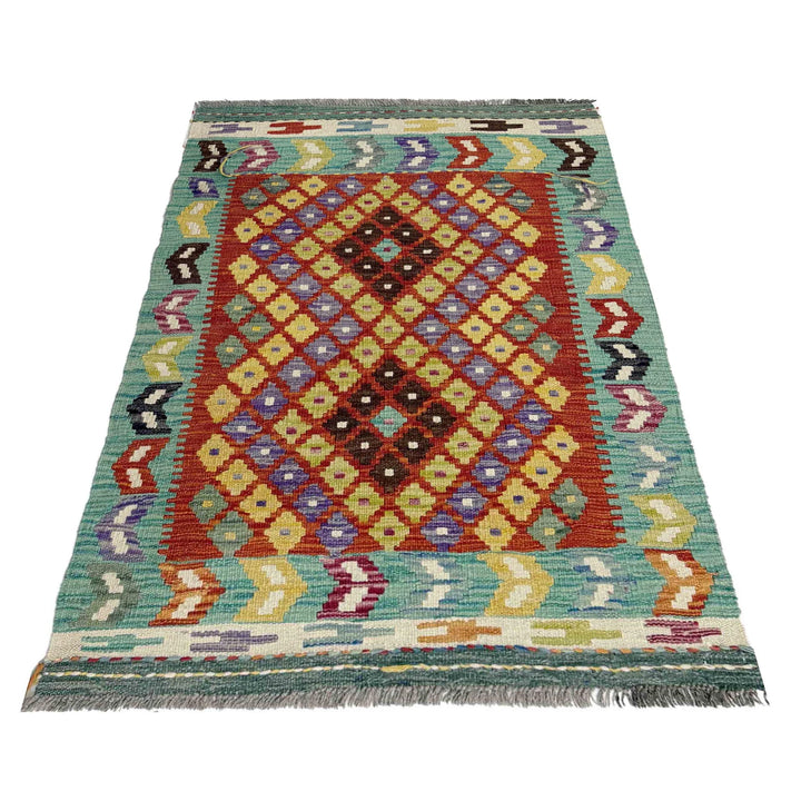 Afghan Vegetable Kilim Rug 2' 7" x 4' 0" Flat-Weave | No. AL225901