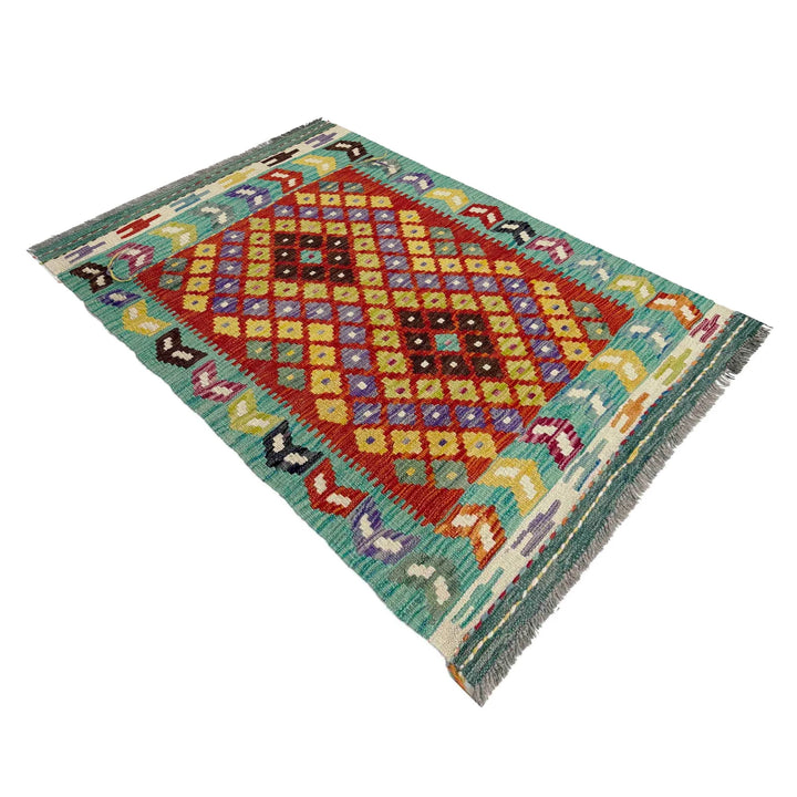 Afghan Vegetable Kilim Rug 2' 7" x 4' 0" Flat-Weave | No. AL225901