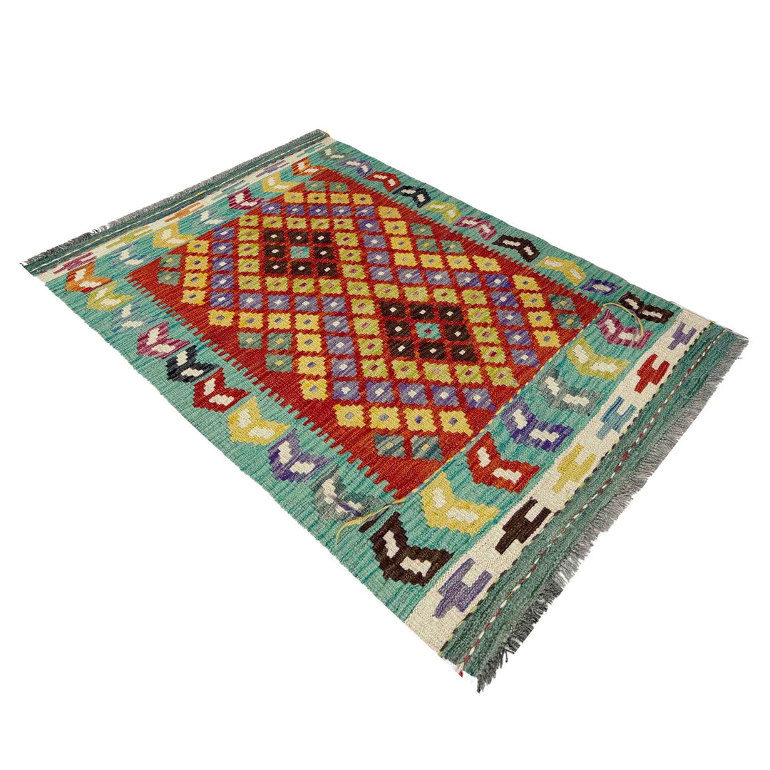 Afghan Vegetable Kilim Rug 2' 7" x 4' 0" Flat-Weave | No. AL225901