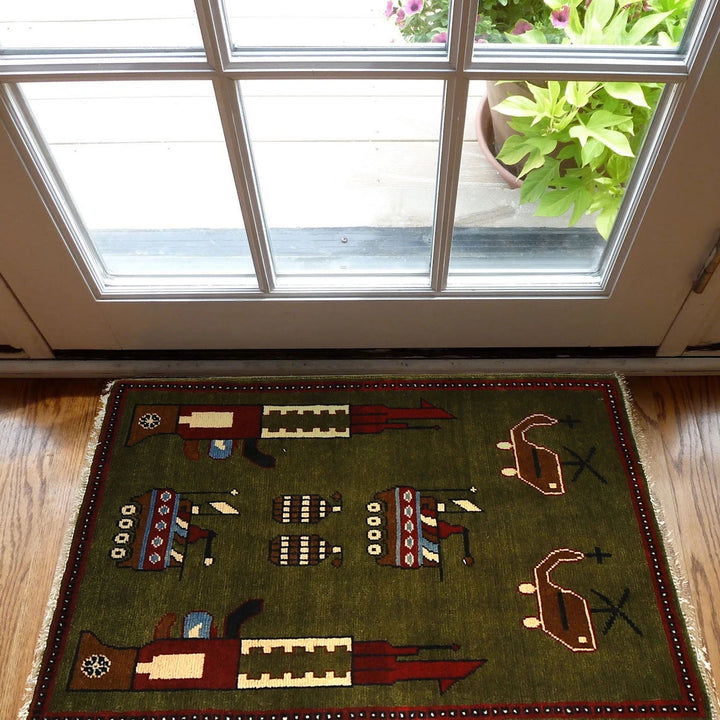 Afghan War Rug 2' 0" x 2' 11" Hand-Knotted | No. AL22666