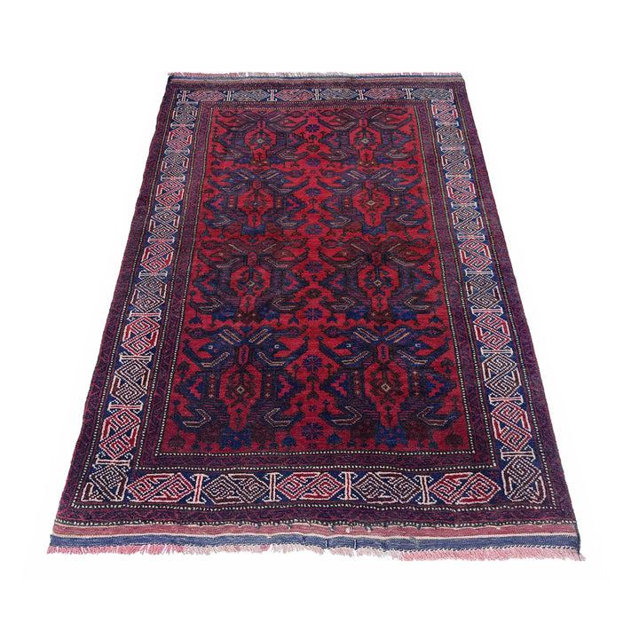 Afghan Baluchi Rug 2' 9" x 4' 9" Hand-Knotted | No. AL22676