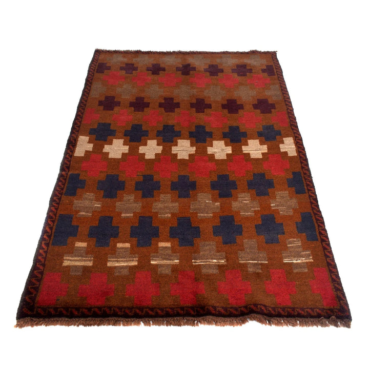 Brown Afghan Baluchi Rug 3' 8" x 6' 4" Hand-Knotted | No. AL22735
