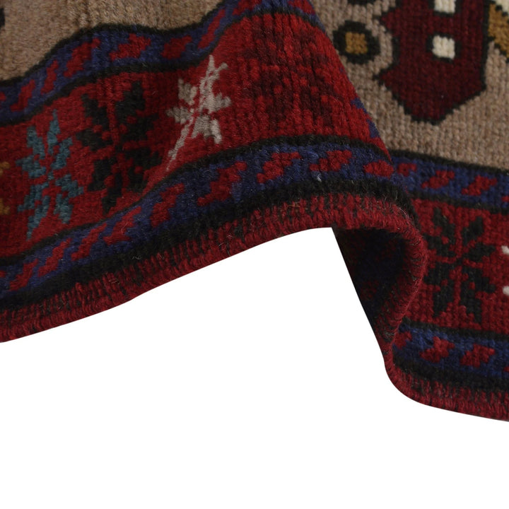 Brown Afghan War Rug 3' 3" x 4' 9" Hand-Knotted | No. AL22741