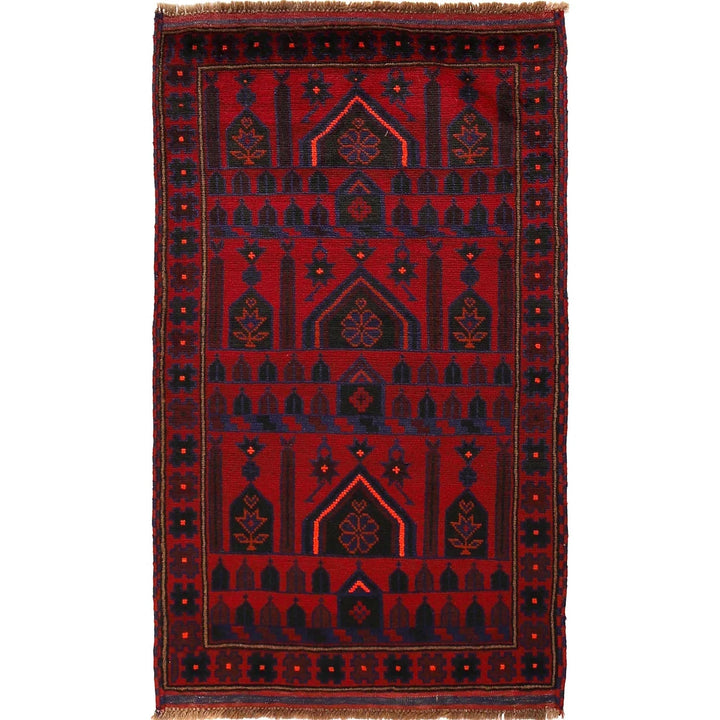 Red Afghan Prayer Rug 2' 11" x 4' 9" Hand-Knotted | No. AL22754