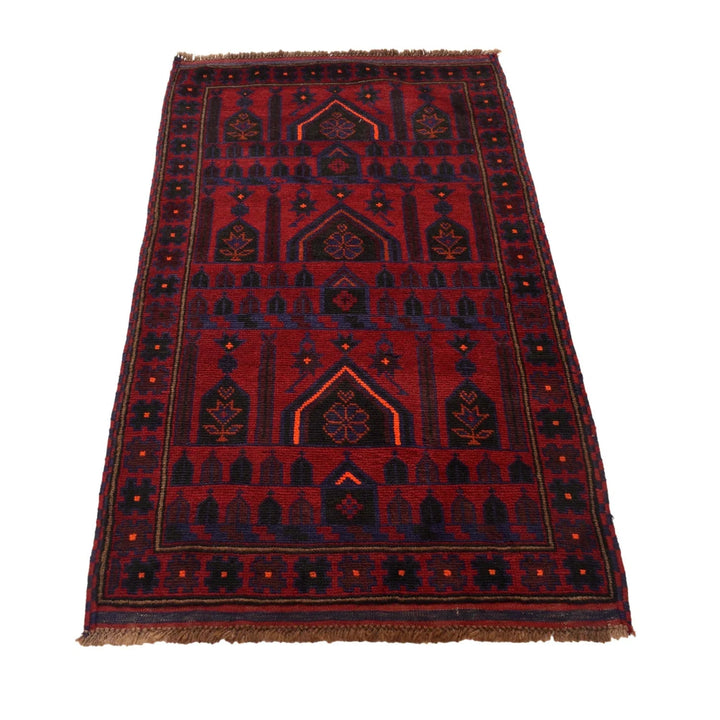 Red Afghan Prayer Rug 2' 11" x 4' 9" Hand-Knotted | No. AL22754