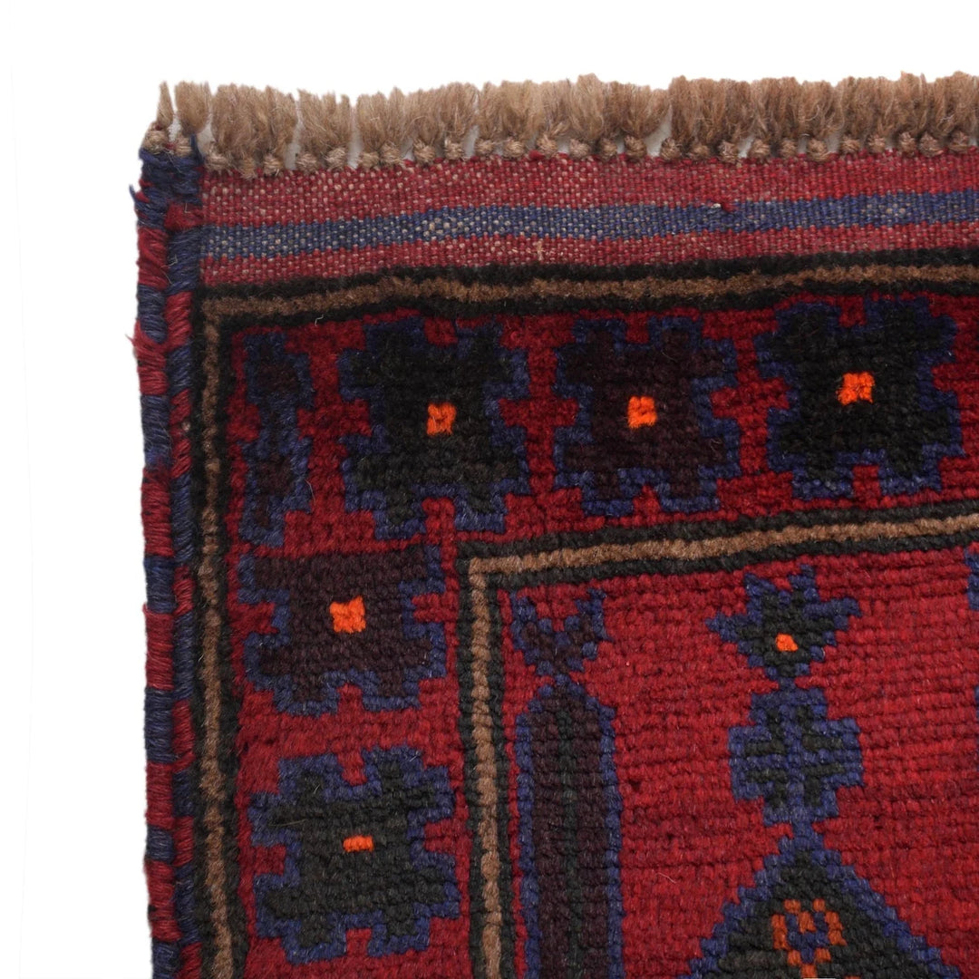 Red Afghan Prayer Rug 2' 11" x 4' 9" Hand-Knotted | No. AL22754