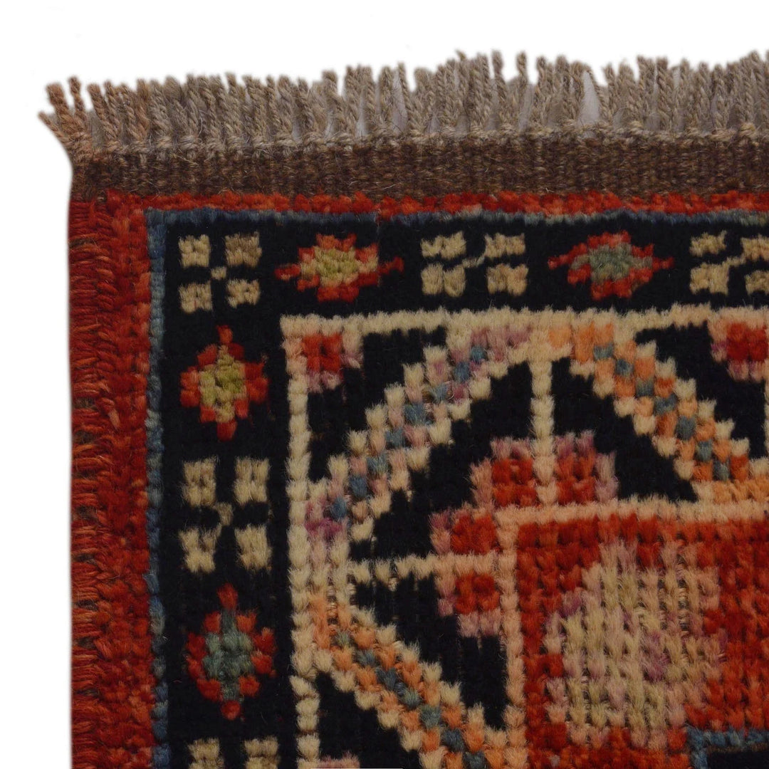 Red Afghan Shiraz Rug 4' 1" x 5' 11" Hand-Knotted | No. AL22840