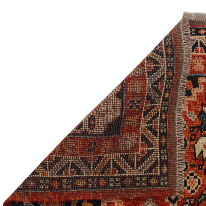 Red Afghan Shiraz Rug 4' 1" x 5' 11" Hand-Knotted | No. AL22840