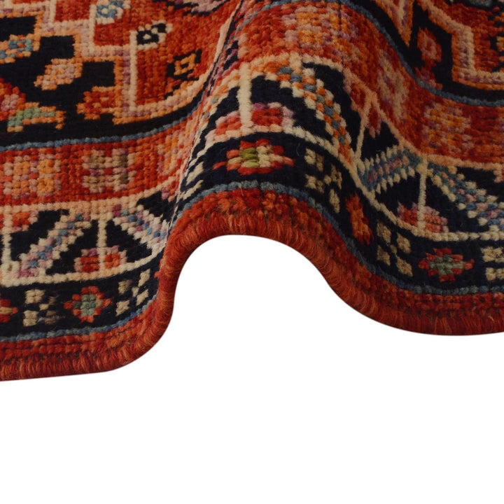 Red Afghan Shiraz Rug 4' 1" x 5' 11" Hand-Knotted | No. AL22840