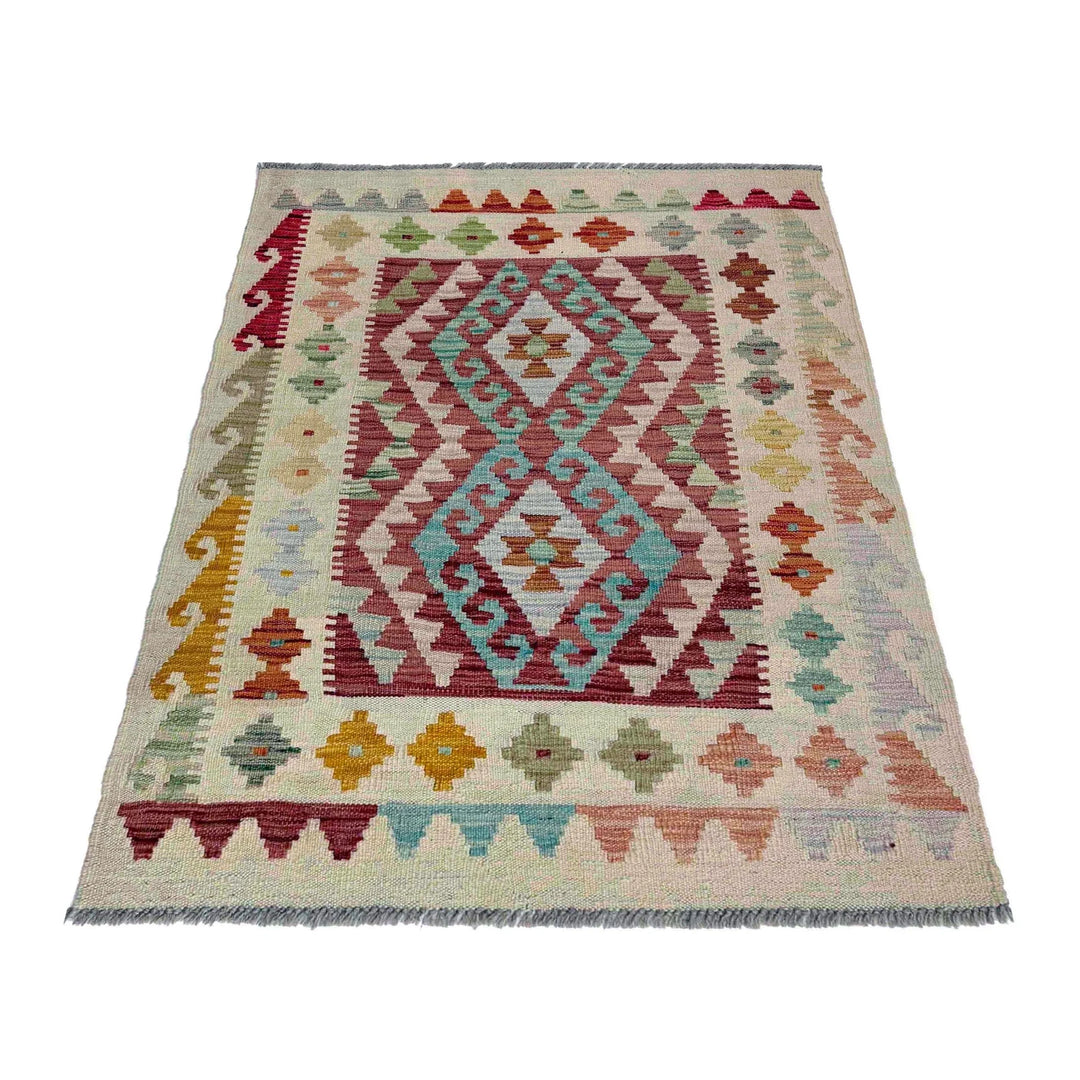 Afghan Vegetable Kilim Rug 2' 11" x 4' 1" Flat-Weave | No. AL228728