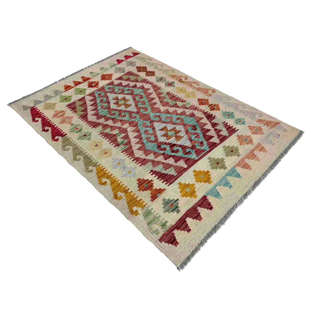 Afghan Vegetable Kilim Rug 2' 11" x 4' 1" Flat-Weave | No. AL228728