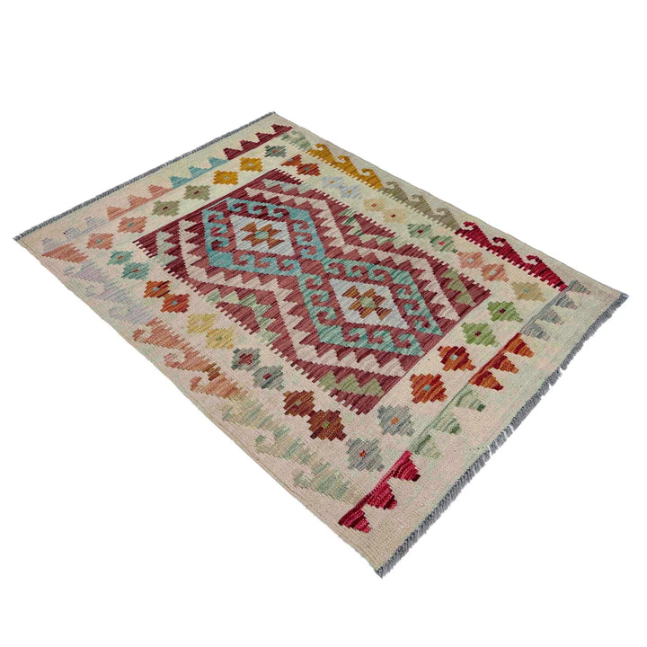 Afghan Vegetable Kilim Rug 2' 11" x 4' 1" Flat-Weave | No. AL228728