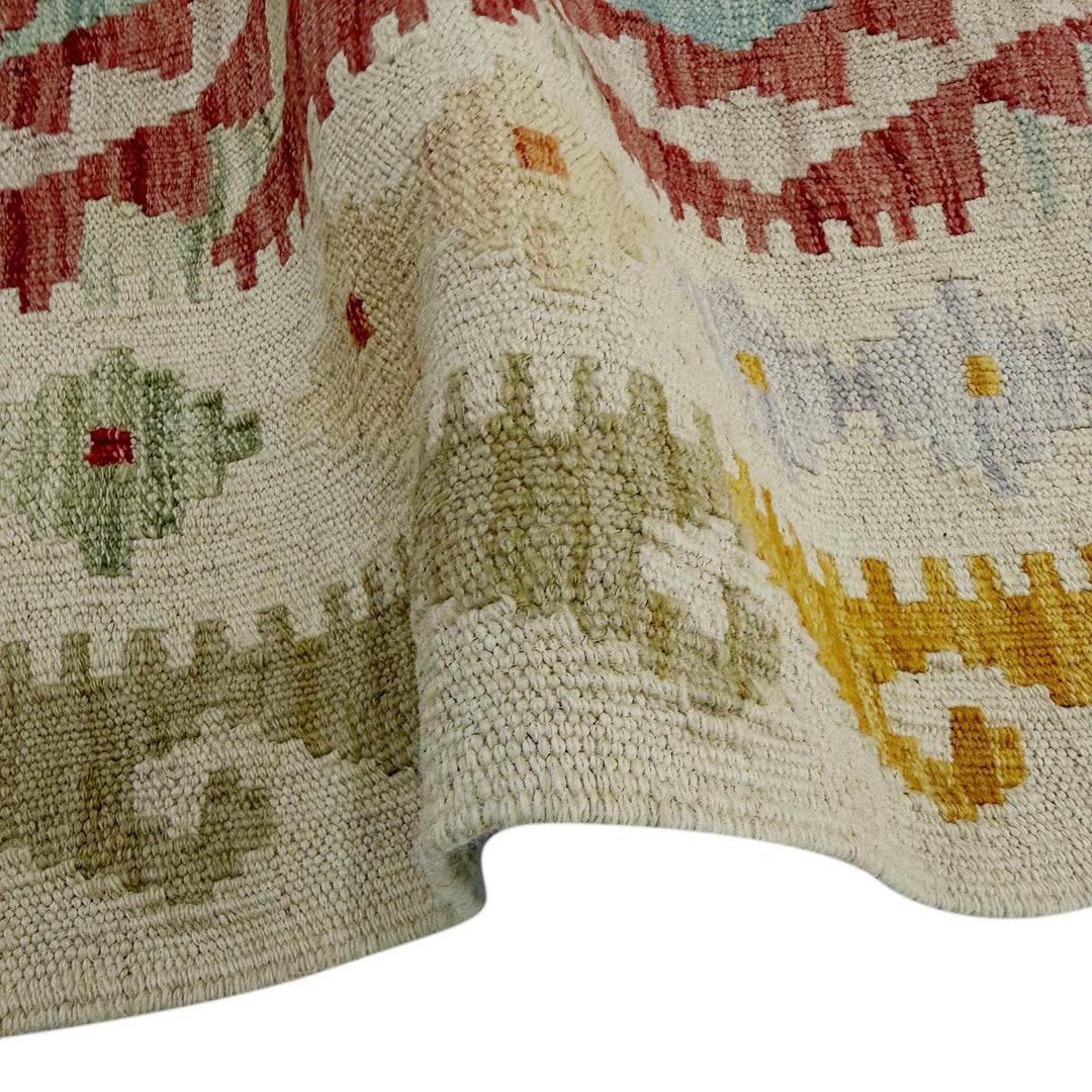 Afghan Vegetable Kilim Rug 2' 11" x 4' 1" Flat-Weave | No. AL228728
