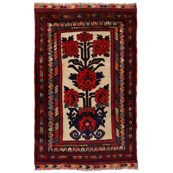 Afghan Baluchi Rug 3' 0" x 4' 5" Hand-Knotted | No. AL22874