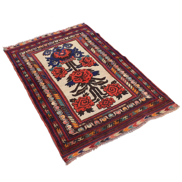 Afghan Baluchi Rug 3' 0" x 4' 5" Hand-Knotted | No. AL22874