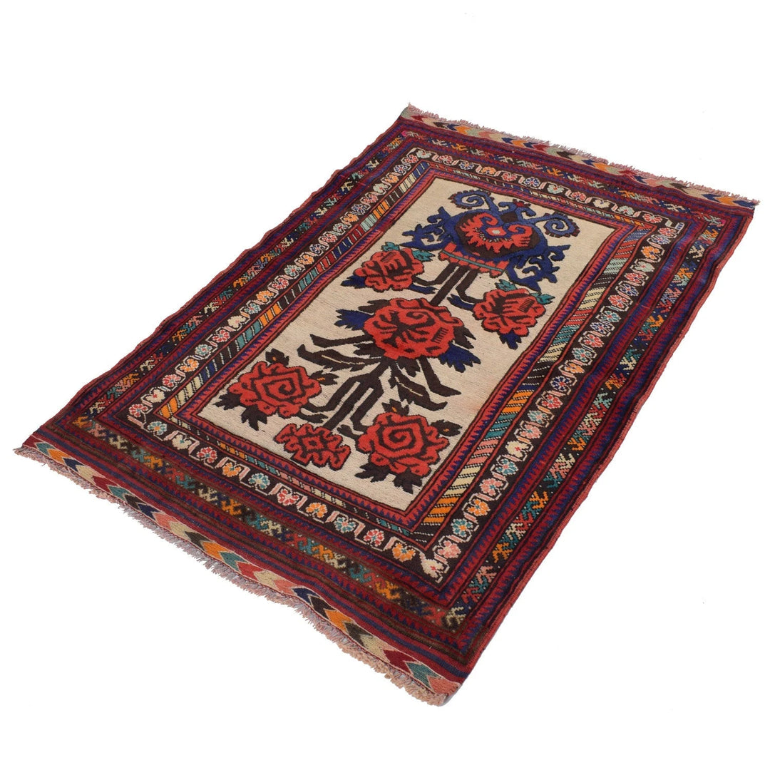 Afghan Baluchi Rug 3' 0" x 4' 5" Hand-Knotted | No. AL22874