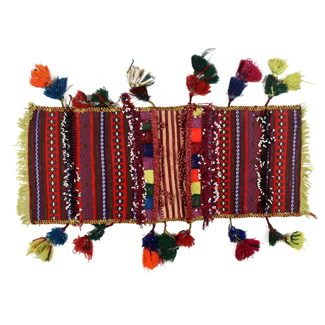 Afghan Khorjin Saddle Kilim Rug 1' 1" x 2' 7" Flat-Weave | No. AL22883