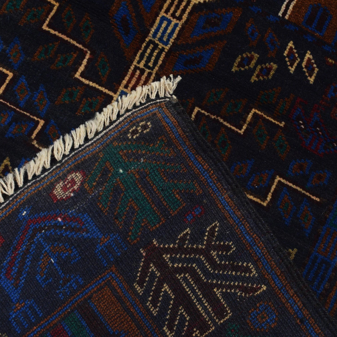 Afghan Baluchi Rug 2' 10" x 4' 6" Hand-Knotted | No. AL22885