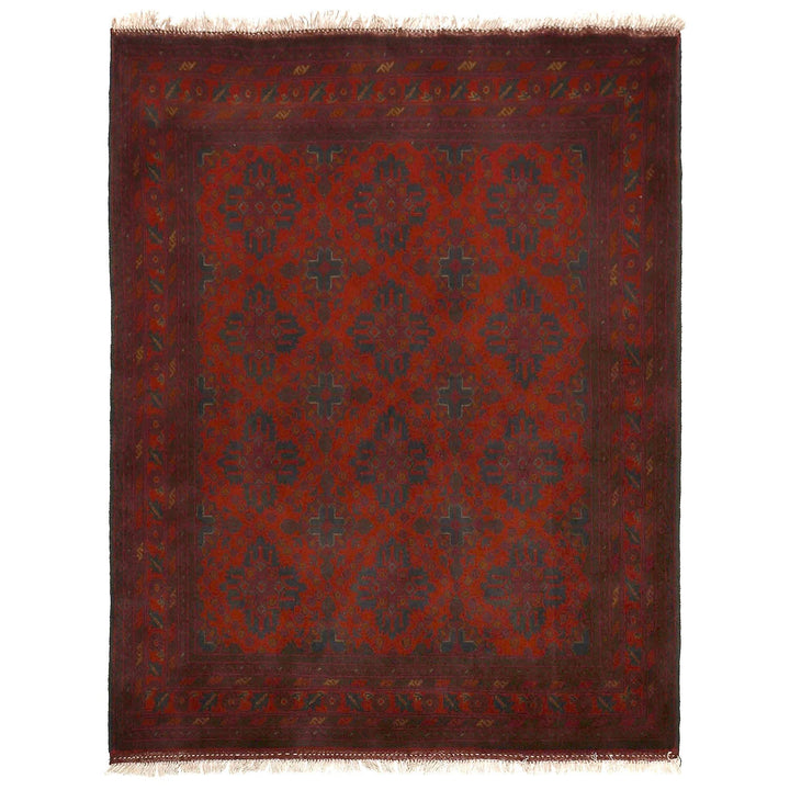 Red Afghan Khal Mohammadi Rug 5' 0" x 6' 4" Hand-Knotted | No. AL22966