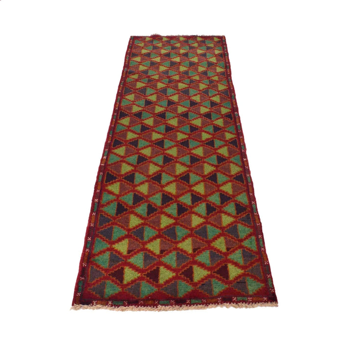 Red Afghan Baluchi Rug 2' 4" x 7' 6" Hand-Knotted | No. AL23027