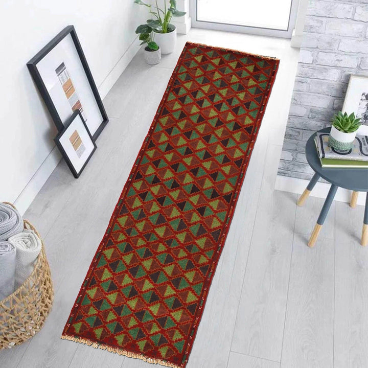 Red Afghan Baluchi Rug 2' 4" x 7' 6" Hand-Knotted | No. AL23027