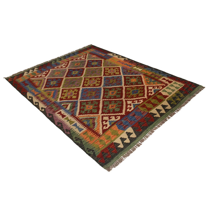 Afghan Vegetable Kilim Rug 5' 0" x 6' 0" Flat-Weave | No. AL23096