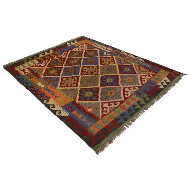 Afghan Vegetable Kilim Rug 5' 0" x 6' 0" Flat-Weave | No. AL23096