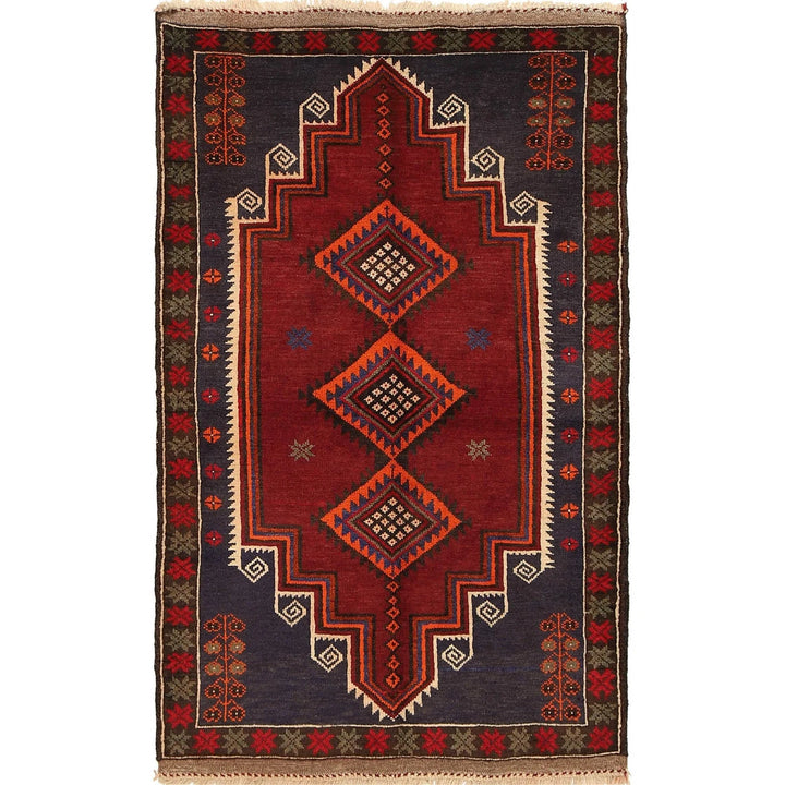 Afghan Baluchi Rug 2' 11" x 4' 8" Hand-Knotted | No. AL23099