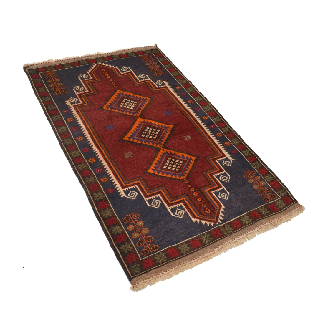 Afghan Baluchi Rug 2' 11" x 4' 8" Hand-Knotted | No. AL23099