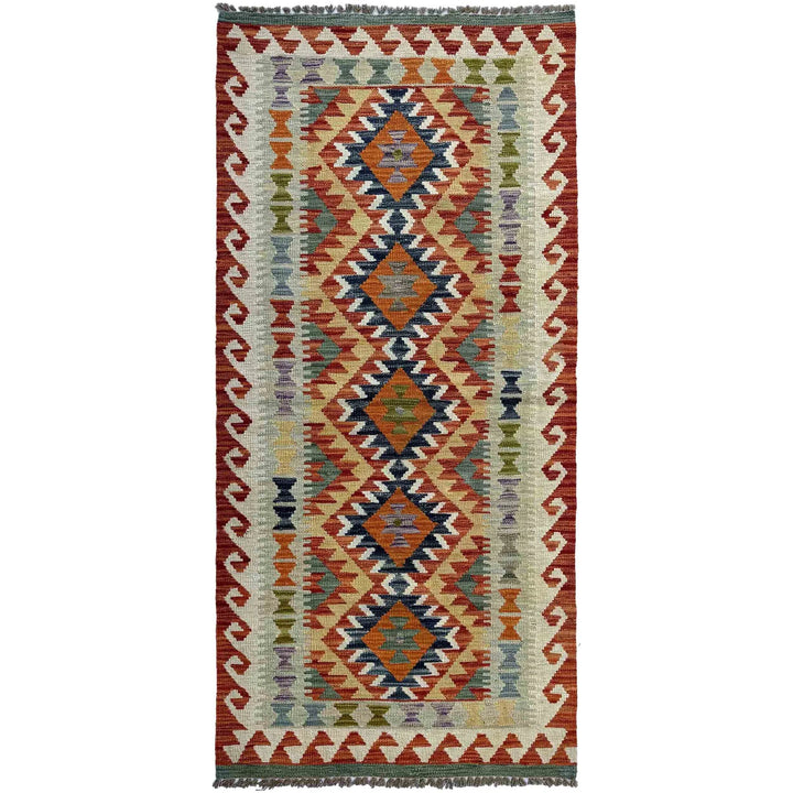 Afghan Vegetable Kilim Rug 2' 9" x 6' 5" Flat-Weave | No. AL23216