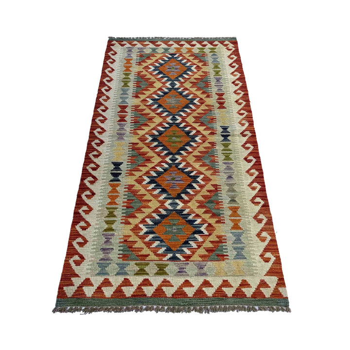 Afghan Vegetable Kilim Rug 2' 9" x 6' 5" Flat-Weave | No. AL23216